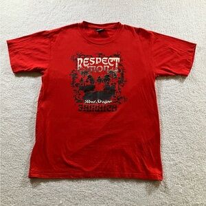 Y2K Red Stripe Jamaican Beer Respect Mon Graphic Tee (L)